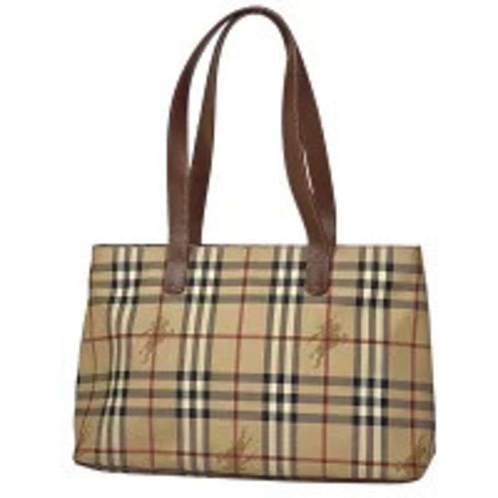 Burberry check shoulder bag tote canvas brown